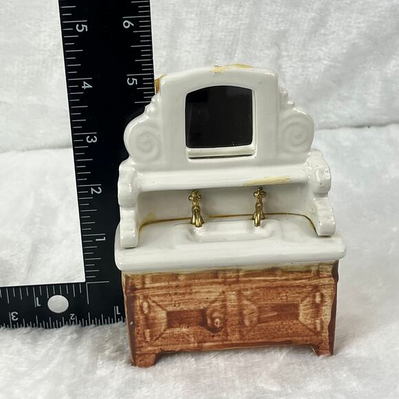 Shackman 1:12 Miniature Dollhouse Porcelain Sink with Mirror & Faucets Japan - Picture 6 of 12